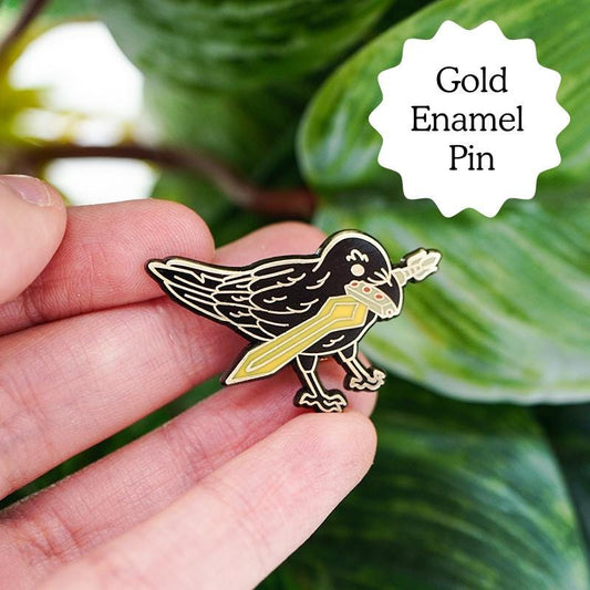 Crow with Sword Enamel Pin