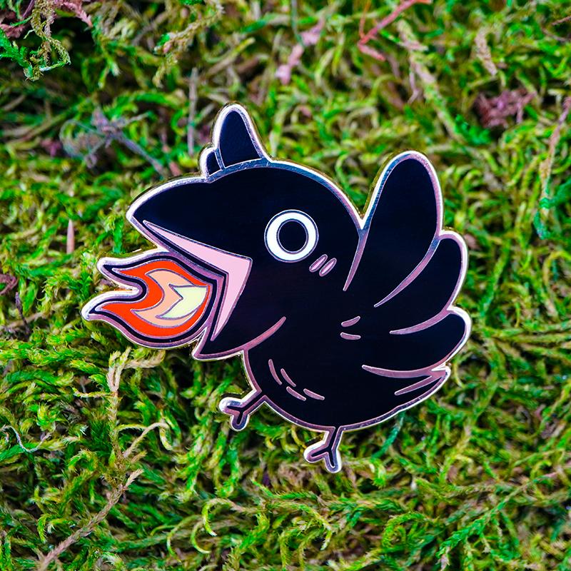 Fire Breathing Crow Enamel Pin
