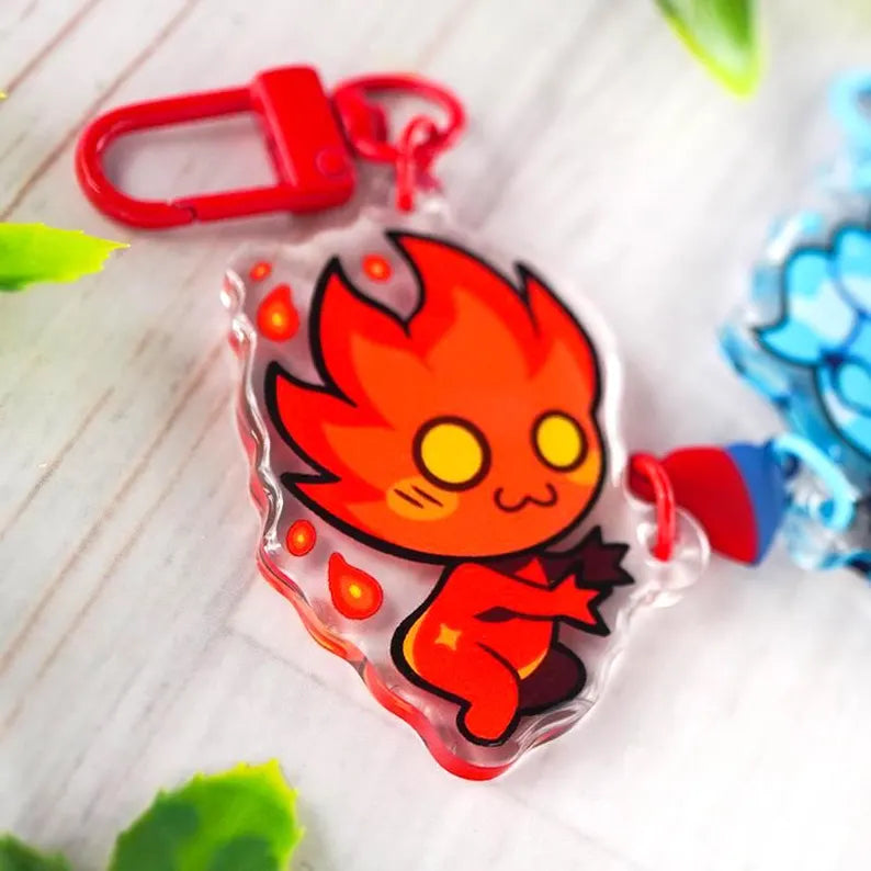 Fireboy and Watergirl Matching Keychains