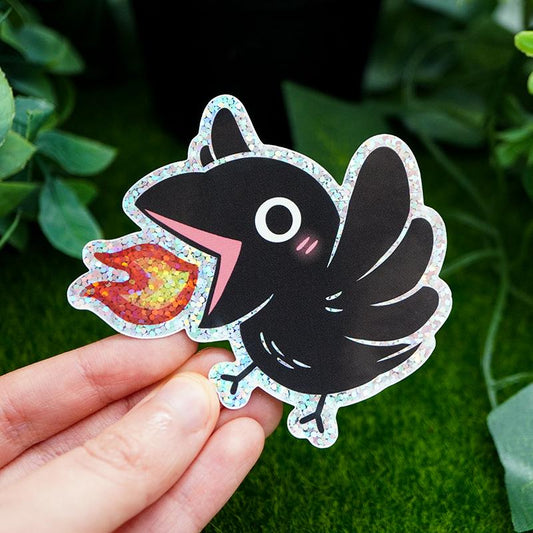 Fire Breathing Crow Vinyl Sticker