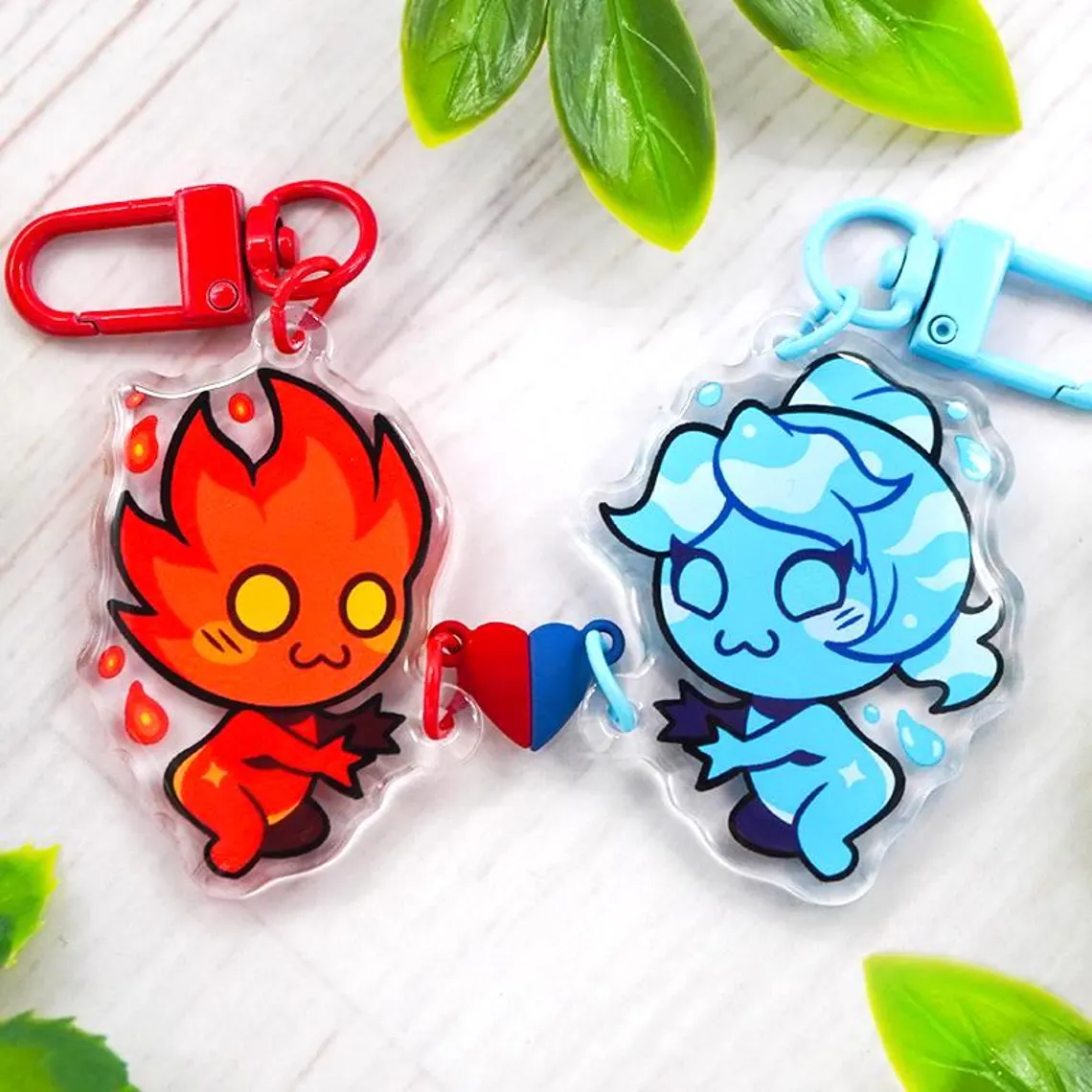 Fireboy and Watergirl Matching Keychains