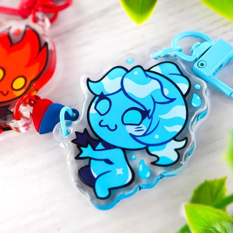 Fireboy and Watergirl Matching Keychains